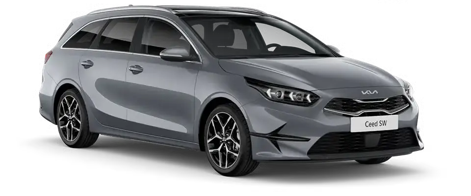 1-teaser-kia-ceed-sportswagon Ein silberner Kia Ceed Sportswagon steht vor einem schwarzen Hintergrund.