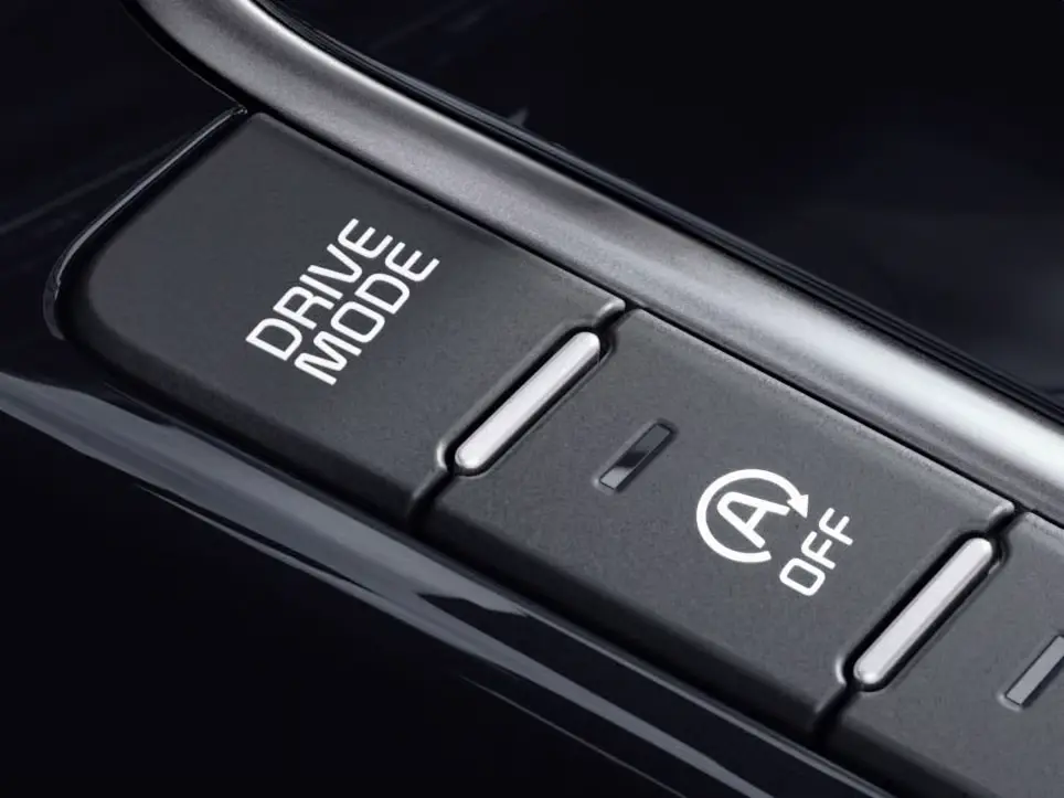 Nahaufnahme eines Schalters für den Fahrmodus im Kia XCeed PHEV.