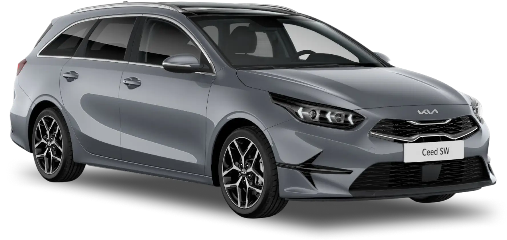 Kia-Ceed-SW-Header Kia Ceed SW in silberner Farbe, seitliche Vorderansicht.